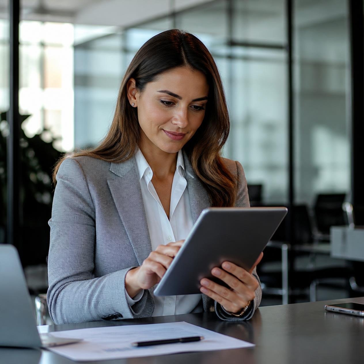Enterprise professional accessing a personalized portal experience on tablet